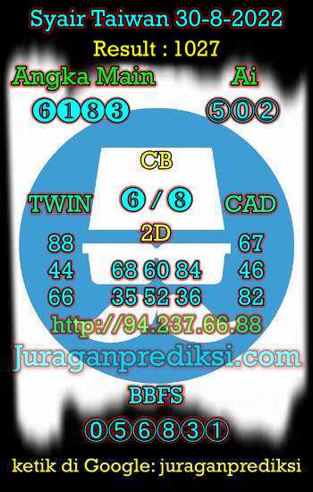 Prediksi Taiwan 30 Agustus 2022 dan juga Syair taiwan hari ini Selasa 30 8 2022 adalah angka keluar togel taiwan malam hari ini