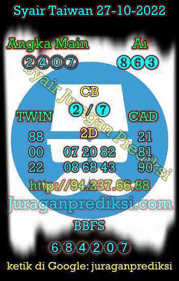 prediksi taiwan 27 oktober 2022, syair taiwan hari ini kamis 27-10-2022, angka keluar togel taiwan hari ini, toto jitu taiwan 4d