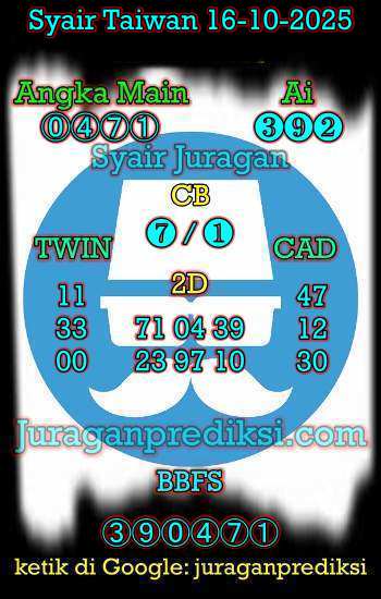 prediksi taiwan 16 oktober 2025, syair taiwan hari ini kamis 16-10-2024, angka keluar togel taiwan, toto jitu taiwan 16 oktober 2025 akurat